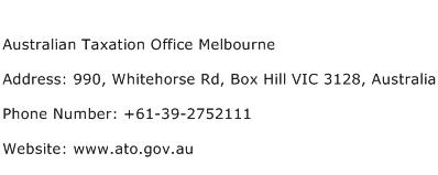 Australian Taxation Office Melbourne Address Contact Number