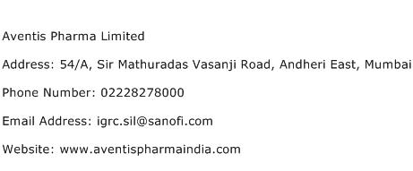 Aventis Pharma Limited Address Contact Number