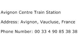 Avignon Centre Train Station Address Contact Number