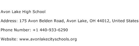 Avon Lake High School Address Contact Number