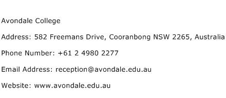 Avondale College Address Contact Number
