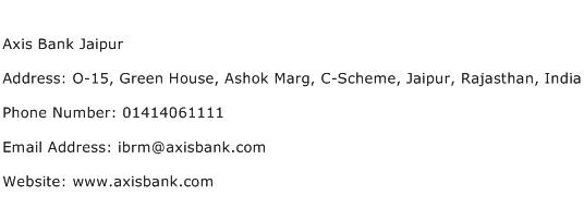 Axis Bank Jaipur Address Contact Number