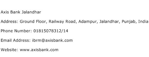 Axis Bank Jalandhar Address Contact Number