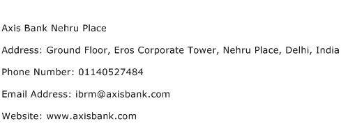 Axis Bank Nehru Place Address Contact Number