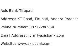 Axis Bank Tirupati Address Contact Number