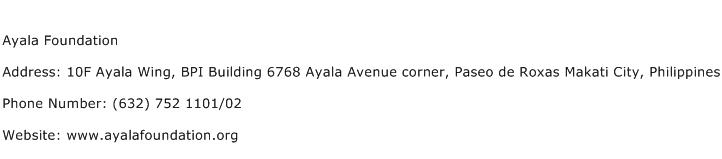 Ayala Foundation Address Contact Number