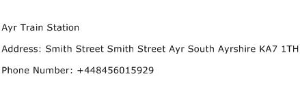 Ayr Train Station Address Contact Number