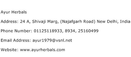 Ayur Herbals Address Contact Number