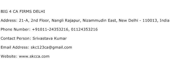 BIG 4 CA FIRMS DELHI Address Contact Number