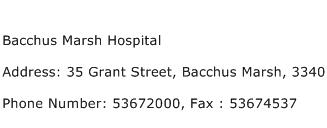 Bacchus Marsh Hospital Address Contact Number