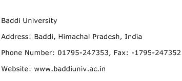 Baddi University Address Contact Number