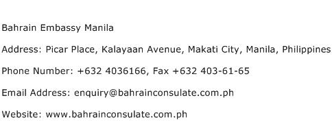 Bahrain Embassy Manila Address Contact Number