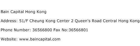 Bain Capital Hong Kong Address Contact Number