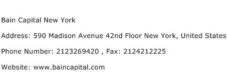 Bain Capital New York Address Contact Number