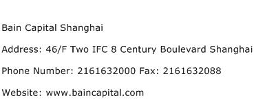 Bain Capital Shanghai Address Contact Number