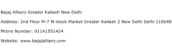 Bajaj Allianz Greater Kailash New Delhi Address Contact Number