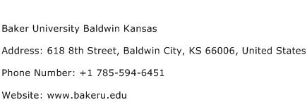 Baker University Baldwin Kansas Address Contact Number