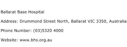 Ballarat Base Hospital Address Contact Number