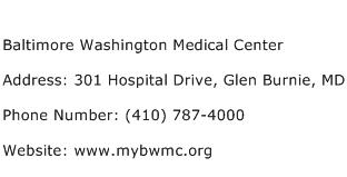 Baltimore Washington Medical Center Address Contact Number