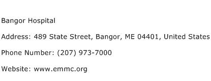 Bangor Hospital Address Contact Number