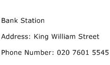 Bank Station Address Contact Number