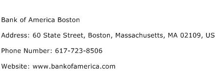 Bank of America Boston Address Contact Number