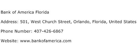 Bank of America Florida Address Contact Number