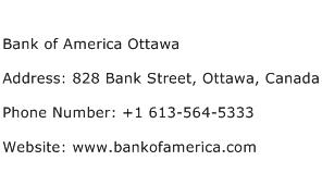 Bank of America Ottawa Address Contact Number