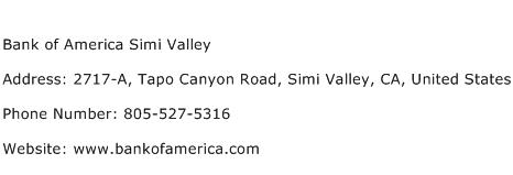 Bank of America Simi Valley Address Contact Number