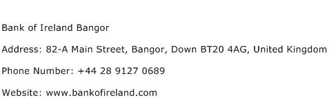 Bank of Ireland Bangor Address Contact Number