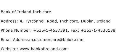 Bank of Ireland Inchicore Address Contact Number