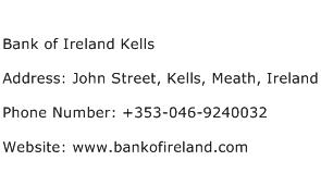 Bank of Ireland Kells Address Contact Number