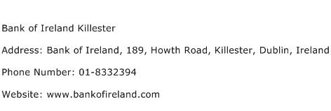 Bank of Ireland Killester Address Contact Number
