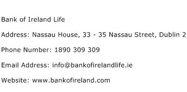 Bank of Ireland Life Address Contact Number