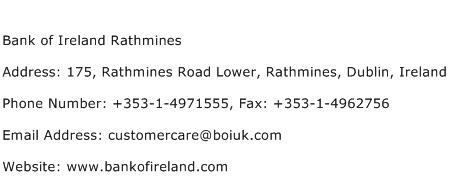 Bank of Ireland Rathmines Address Contact Number