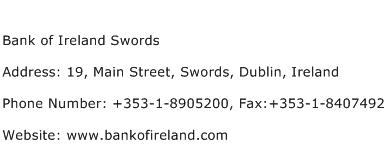 Bank of Ireland Swords Address Contact Number