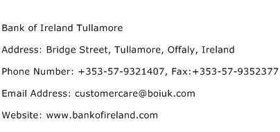 Bank of Ireland Tullamore Address Contact Number