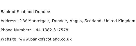 Bank of Scotland Dundee Address Contact Number