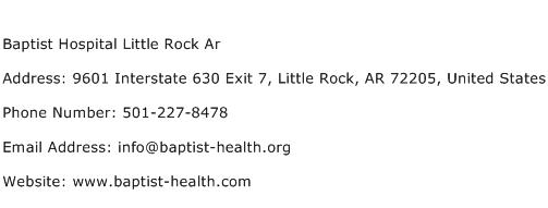 Baptist Hospital Little Rock Ar Address Contact Number