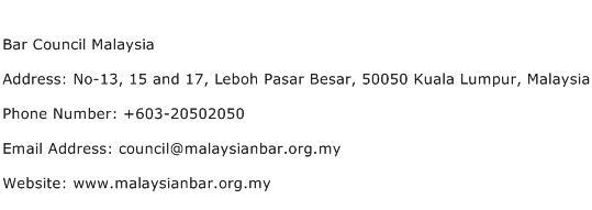 Bar Council Malaysia Address Contact Number