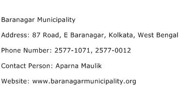 Baranagar Municipality Address Contact Number