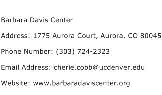 Barbara Davis Center Address Contact Number