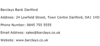 Barclays Bank Dartford Address Contact Number