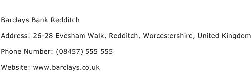 Barclays Bank Redditch Address Contact Number