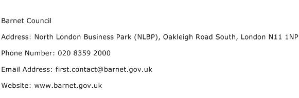 Barnet Council Address Contact Number