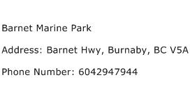 Barnet Marine Park Address Contact Number