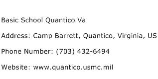 Basic School Quantico Va Address Contact Number
