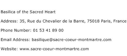 Basilica of the Sacred Heart Address Contact Number