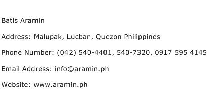 Batis Aramin Address Contact Number