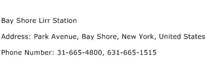 Bay Shore Lirr Station Address Contact Number